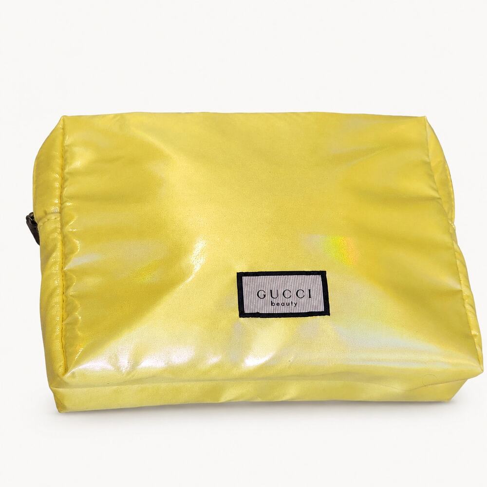 Gucci Beauty Yellow Iridescent Floral Cosmetic Makeup Bag GWP